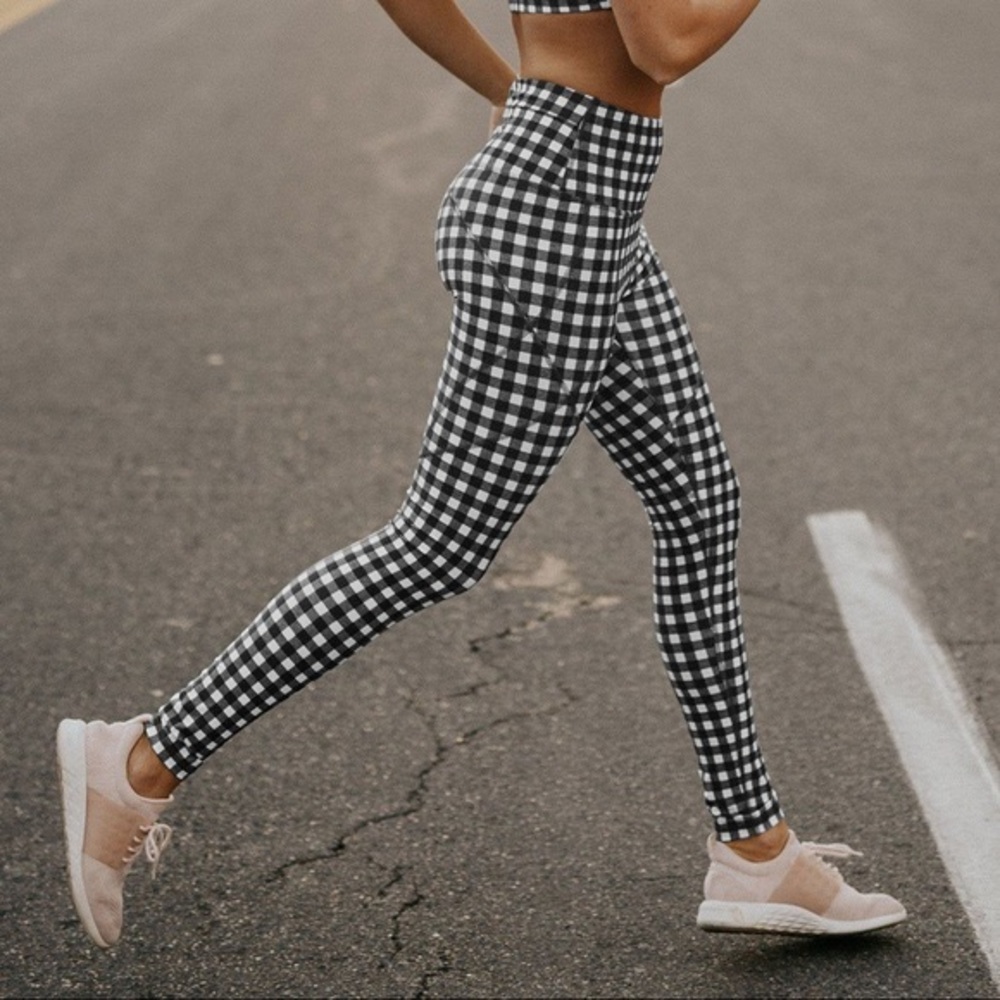Albion Fit Plaid Athletic Leggings Size Small